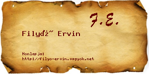 Filyó Ervin névjegykártya